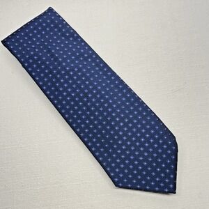 Marks &‎ Spencer Tie Mens OS Navy Blue Pink Geometric Square Silk-Look Classic